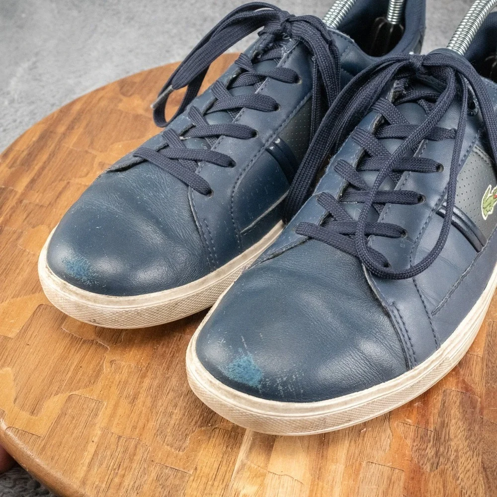 Lacoste Europa LCR BRZ Sport Men's Size 8 Navy Blue Synthetic‎ Leather Shoes